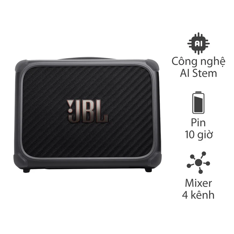 Loa JBL BandBox Trio, Bass 16.5 cm, Công suất 135W, Pin 10H, Mixer 4 kênh, STEM AI, Bluetooth 5.4, USB-C, AUX