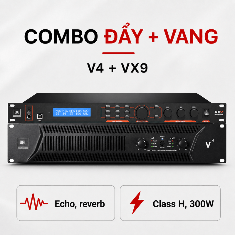 Combo đẩy vang KM25 (JBL V4 + JBL VX9)