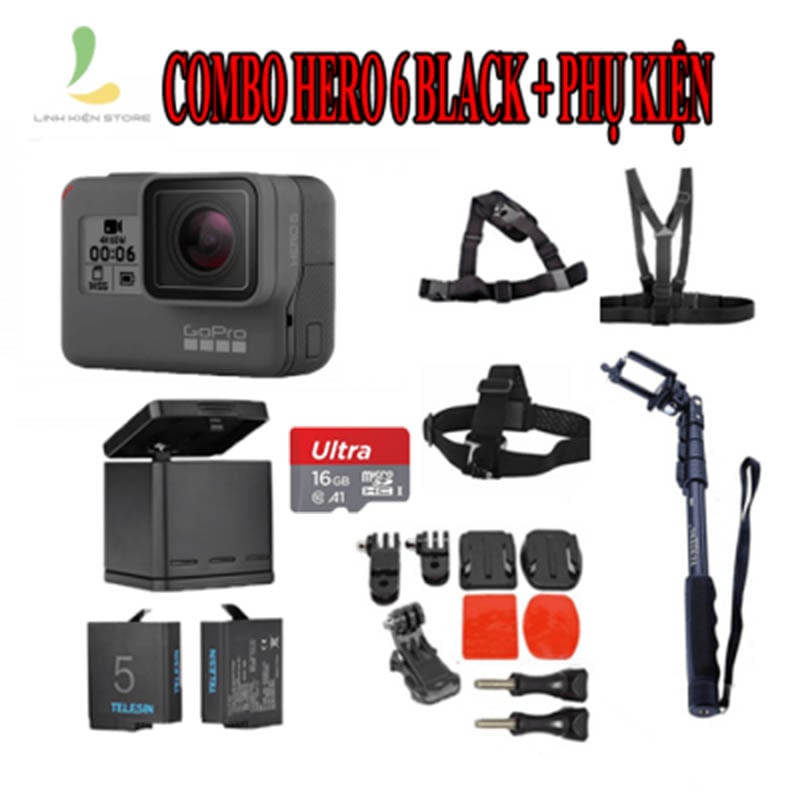 COMBO GOPRO HERO 6 BLACK+PHỤ KIỆN CAO CẤP