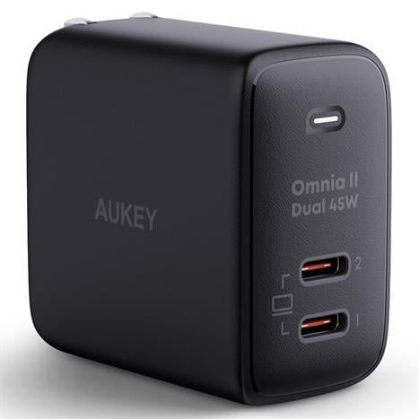 Sạc nhanh 2 cổng Type-C PD 45W Aukey PA-B4T Omnia