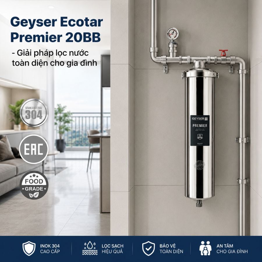 Ảnh minh họa Cột lọc nước tắm sinh hoạt Geyser Ecotar Premier 20BB 1