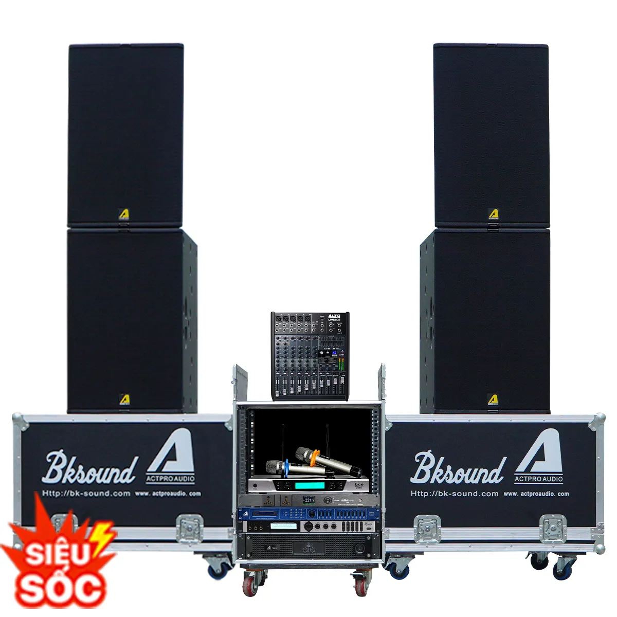 Ảnh minh họa Dàn loa hỏa tiễn hội trường, sân khấu Actpro B30 +T24N (2 full Array bass đôi 30 + 2 sub hơi Bass đôi 40, QD4.13...) 1