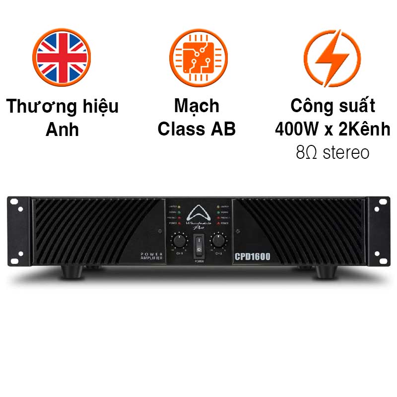 Cục công suất Wharfedale CPD1600, 400W x 2 Kênh
