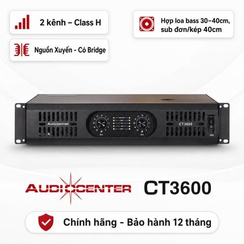 Cục đẩy 2 kênh Audiocenter CT3600 (1200W, class H, có Bridge)