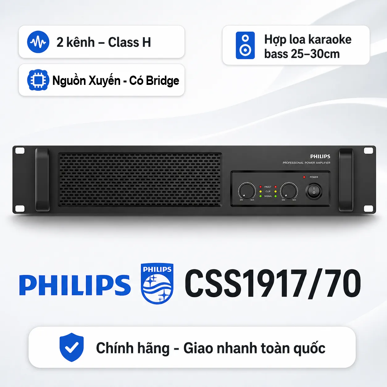 Ảnh minh họa Cục đẩy 2 kênh Philips CSS1917/70 (700W, Nguồn Xuyến, Mạch Class H) 1