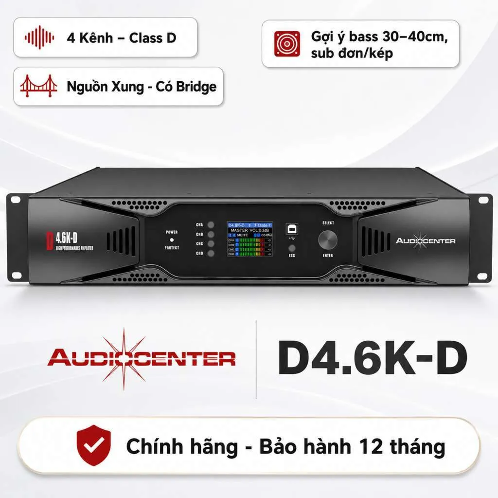 Ảnh minh họa Cục đẩy 4 kênh Audiocenter D4.6K-D (Dante, Class D, Có Bridge) 1