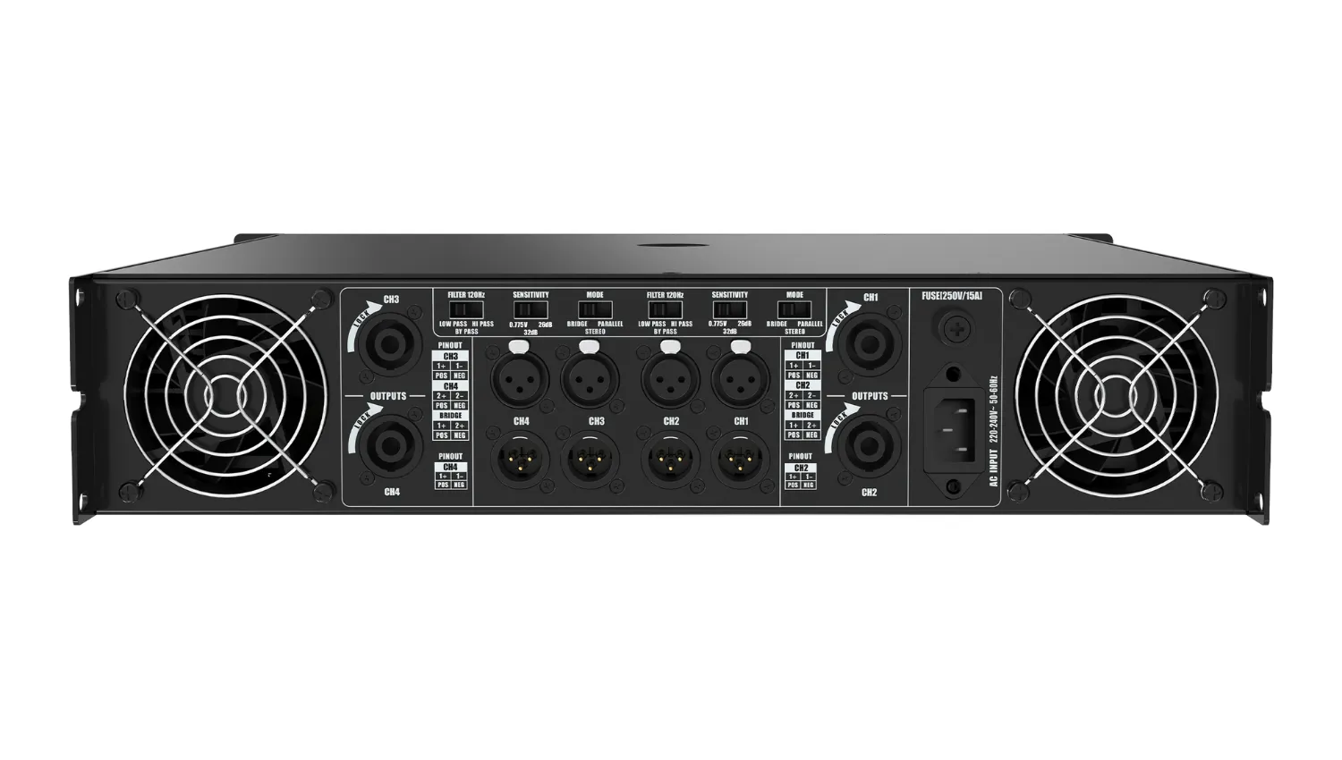Ảnh minh họa Cục Đẩy 4 Kênh Audiocenter PD400 (400W 8ohm Stereo, Có Bridge) 3