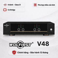  Cục đẩy 4 kênh Wolfirst V48 (800W, Class D, Có Bridge) 
