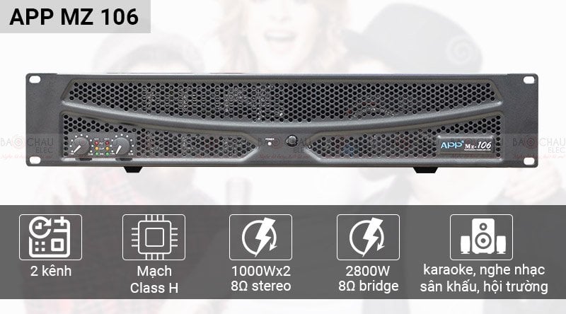 Ảnh minh họa Cục đẩy công suất 2 kênh APP MZ-106 (Nguồn xuyến, Class H, 1000W) 2