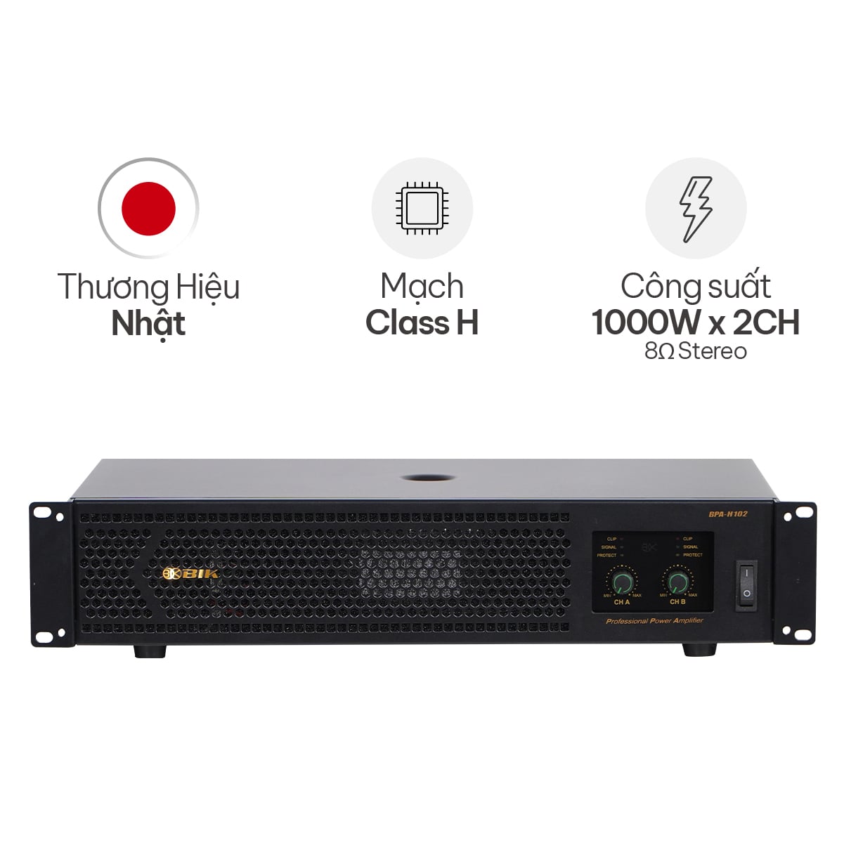 Cục đẩy công suất 2 kênh BIK BPA-H102 (1000W, Class H)