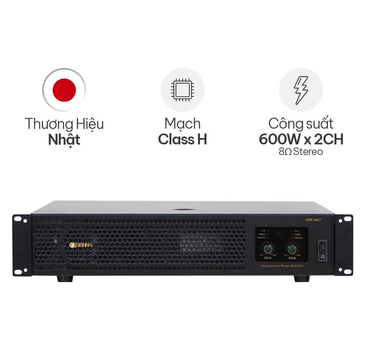 Cục đẩy công suất 2 kênh BIK BPA-H62 (600W, Class H)