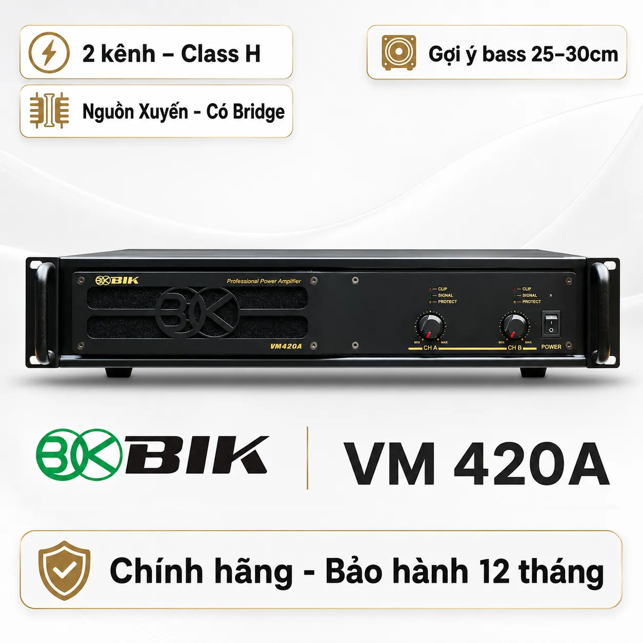 Ảnh minh họa Cục đẩy công suất 2 kênh BIK VM 420A (Nguồn xuyến, Class H, 400W) 1
