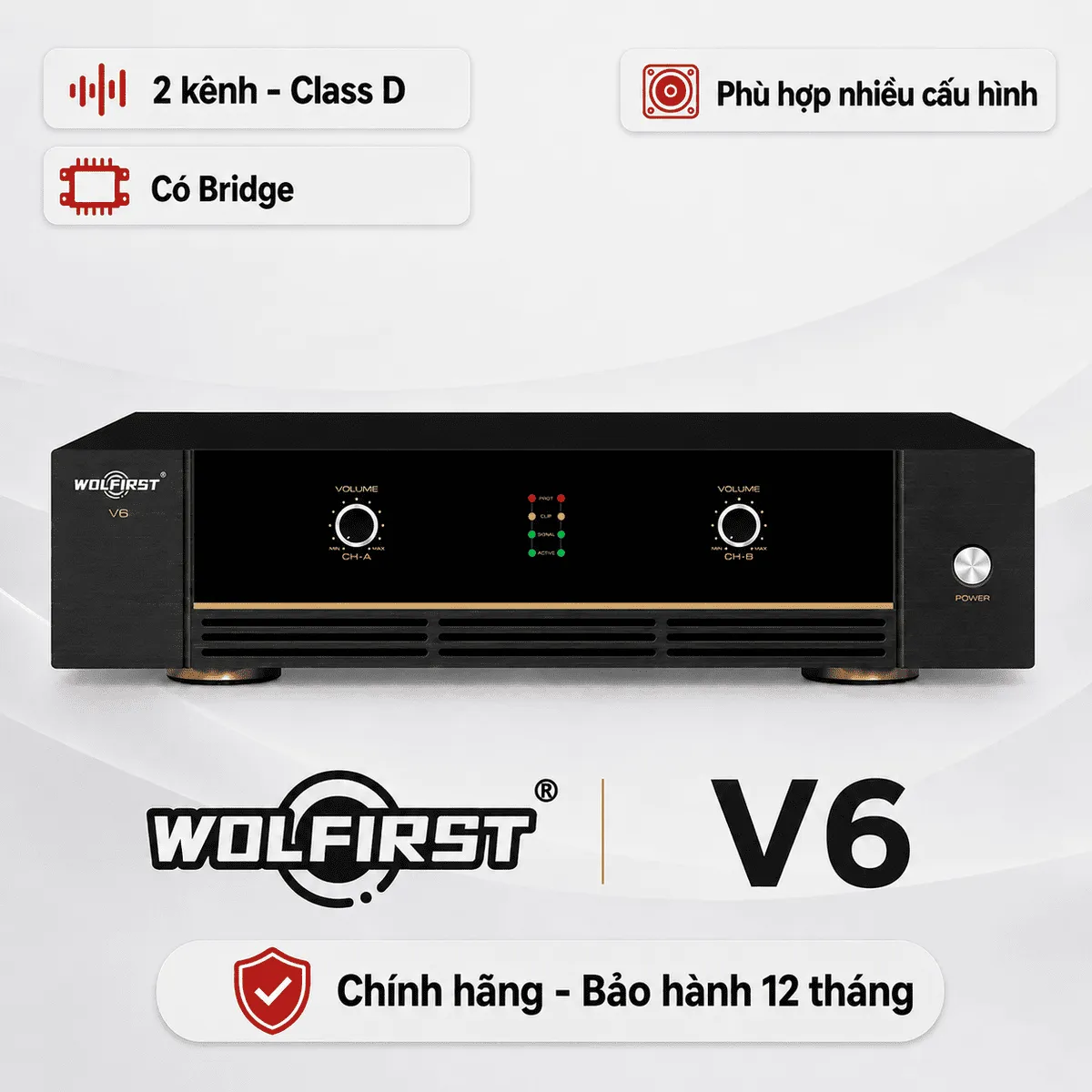 Ảnh minh họa Cục đẩy công suất 2 kênh Wolfirst V6 (Class H, 600W) 1