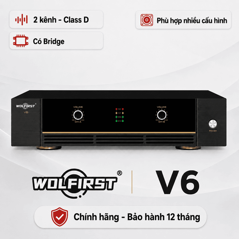 Cục đẩy công suất 2 kênh Wolfirst V6 (Class H, 600W)