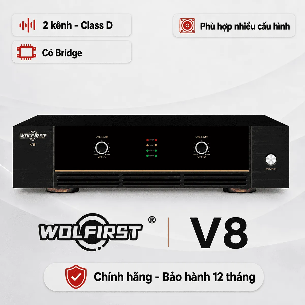 Ảnh minh họa Cục đẩy công suất 2 kênh Wolfirst V8 (Class H, 800W) 1