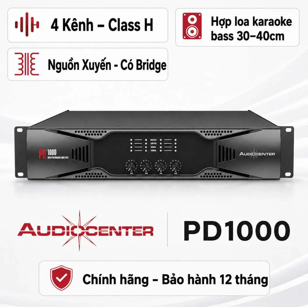 Ảnh minh họa Cục đẩy công suất Audiocenter PD1000 (4 kênh, 1000W, Class H) 1