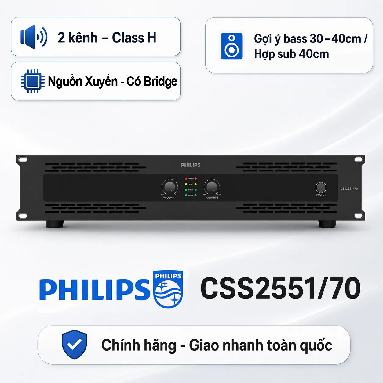 Ảnh minh họa Cục đẩy công suất Philips CSS2551/70 (2 kênh, 800W, Class H) 1