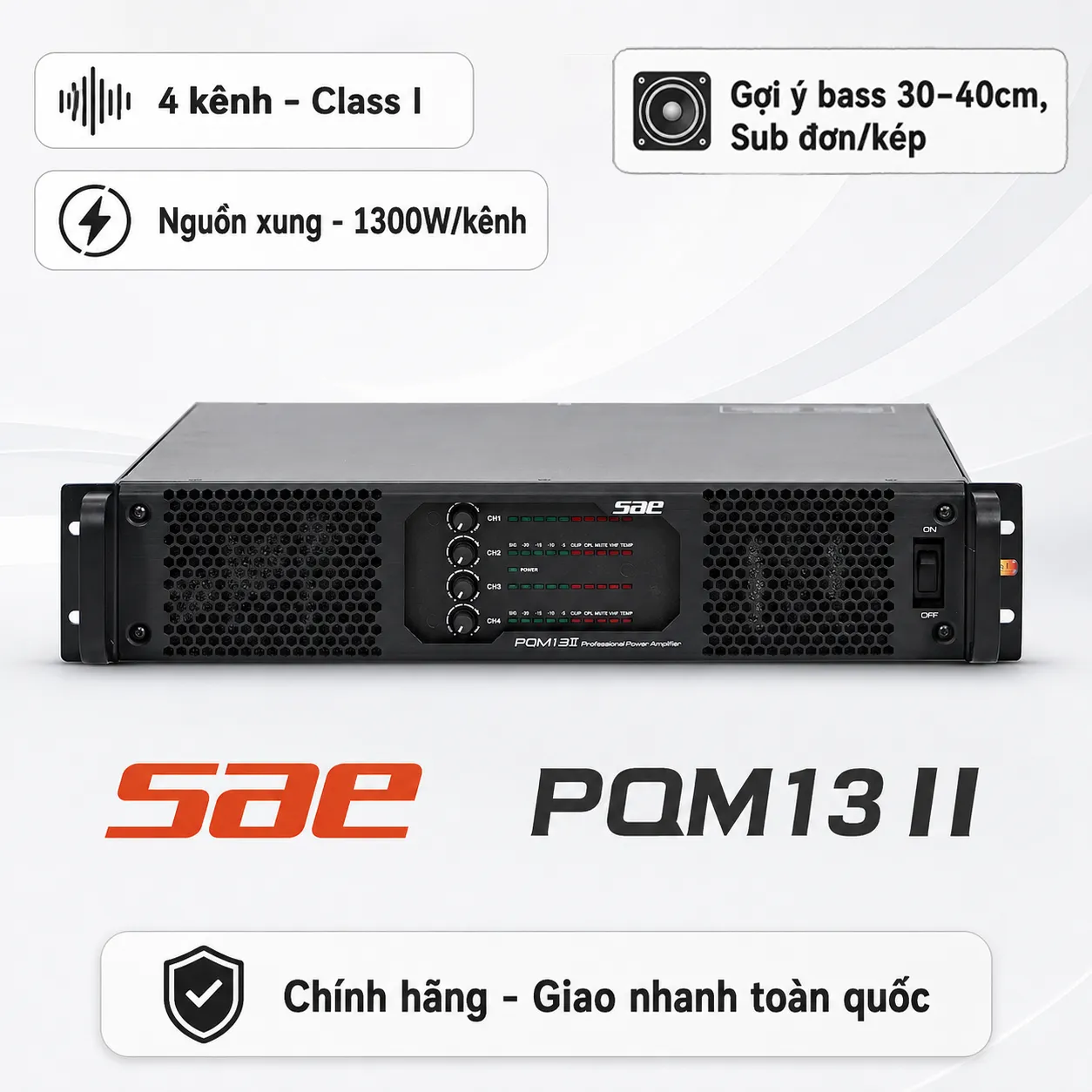 Ảnh minh họa Cục đẩy công suất SAE PQM13 II (4 kênh, 1300W, Class I) 1