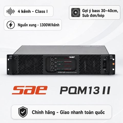 Cục đẩy công suất SAE PQM13 II (4 kênh, 1300W, Class I)