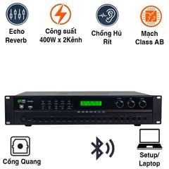  Cục Đẩy Liền Vang Kiwi PD8400, 400W x2 Kênh, Bluetooth, Optical 