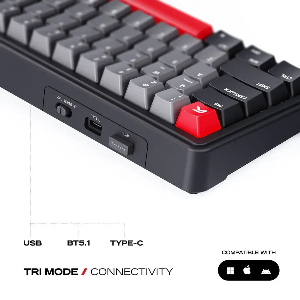Ảnh minh họa CYBEART Akula 65 | Bàn phím chơi game nhỏ gọn 65% Tri-Mode - Đen 1