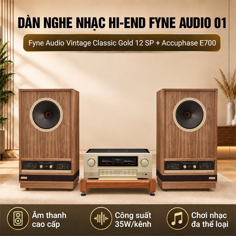 Dàn nghe nhạc Hi-end Fyne Audio 01 (Fyne Audio Vintage Classic Gold 12 SP, Accuphase E-700S)