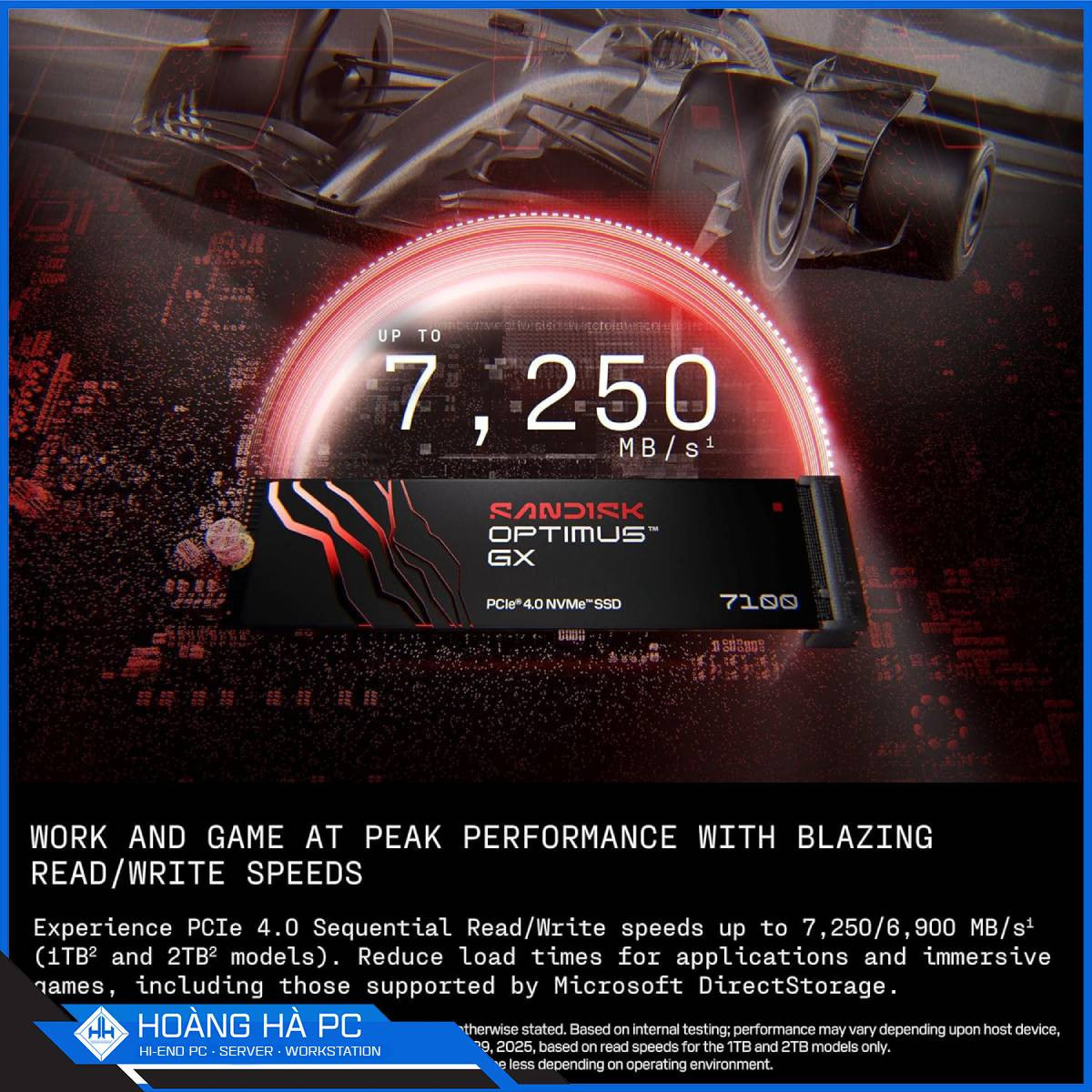 Ảnh minh họa Ổ cứng SSD Sandisk Optimus GX 7100 4TB M.2 PCIe 4x4 (Đọc 7000MB/s - Ghi 6700MB/s) 3