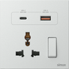 Module Ổ cắm đa năng kèm ổ sạc USB và TypeC có công tắc màu Bạc Simon