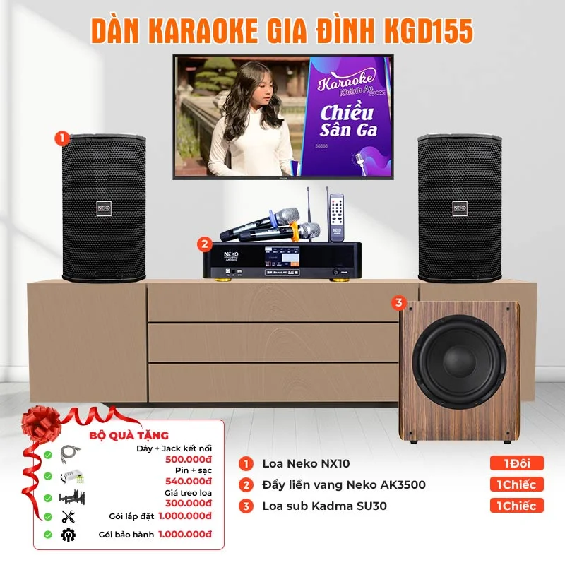 Ảnh minh họa Dàn karaoke gia đình KGD155 (Neko NX10, AK3500, Kadma SU30) 1