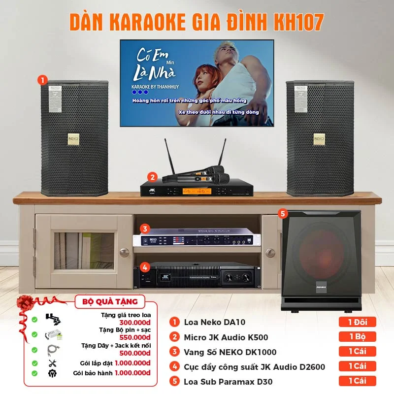 Ảnh minh họa Dàn karaoke KH107 (Neko DA10, DK1000, JKAudio D2600, K500, Paramax D30) 1