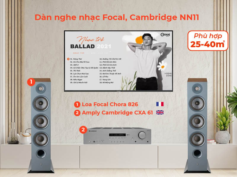 Ảnh minh họa Dàn nghe nhạc Focal, Cambridge NN11 (Focal 826 + Cambridge CXA61) 1