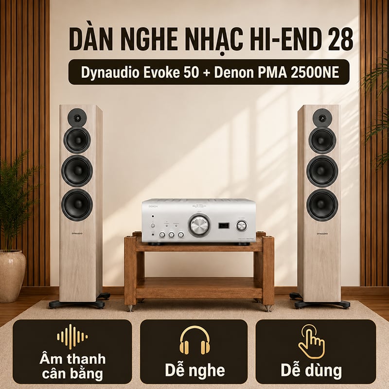 Dàn nghe nhạc Hi-End 28 (Dynaudio Evoke 50 + Denon 2500)