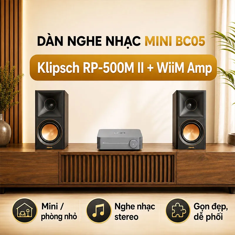 Ảnh minh họa Dàn Nghe Nhạc Mini BC05 (Klipsch RP-500M II, WiiM Amp) 1