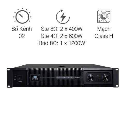 Đẩy công suất JKaudio D2400, 400W x 2 Kênh, Mạch Class H