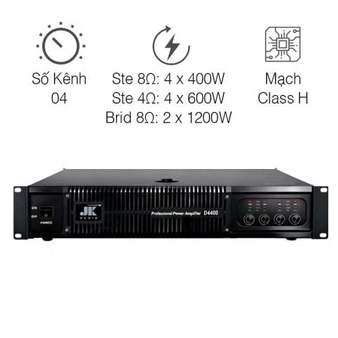 Đẩy công suất JKaudio D4400, 400W x 4 Kênh, Class H
