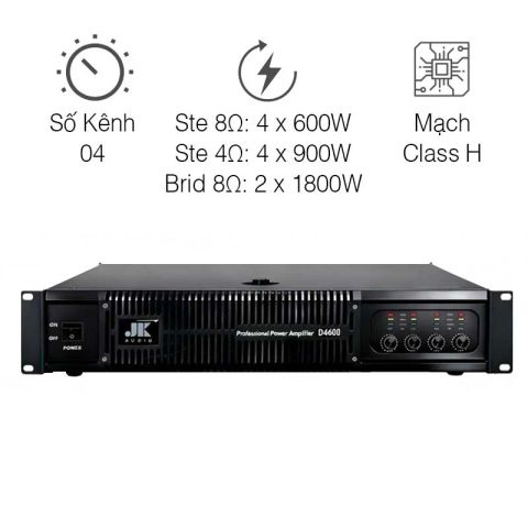 Đẩy công suất JKaudio D4600, 600W x 4 kênh, Class H