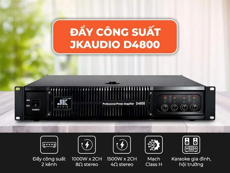 Ảnh minh họa Đẩy công suất JKaudio D4800, 800W x 4 kênh, Class H 2