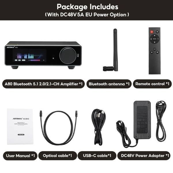 Desktop Bluetooth Speaker DAC/AMP AIYIMA A80