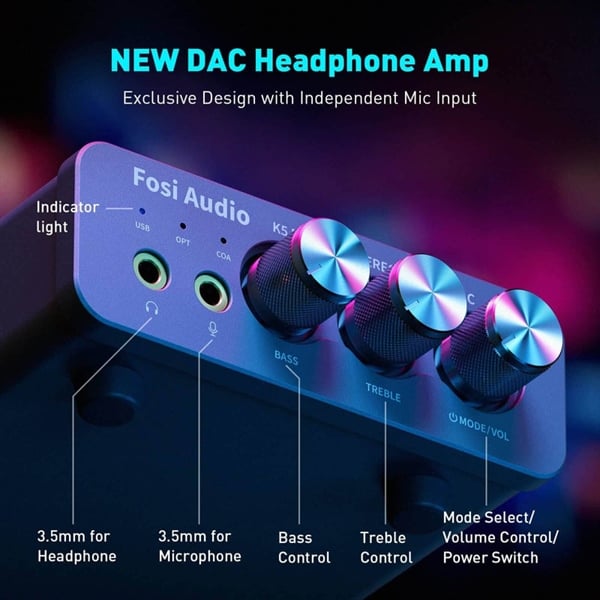 Ảnh minh họa Desktop Gaming Dac Amp Fosi K5 Pro 2