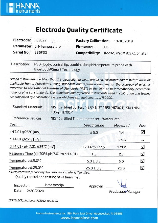 Điện Cực HALO® Bluetooth Đo pH Thực Phẩm FC2022