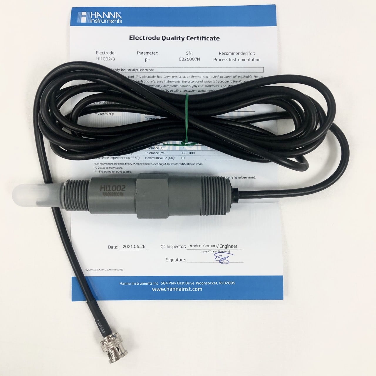 Ảnh minh họa Điện Cực pH Cổng BNC Cáp 3m HI1002/3 1