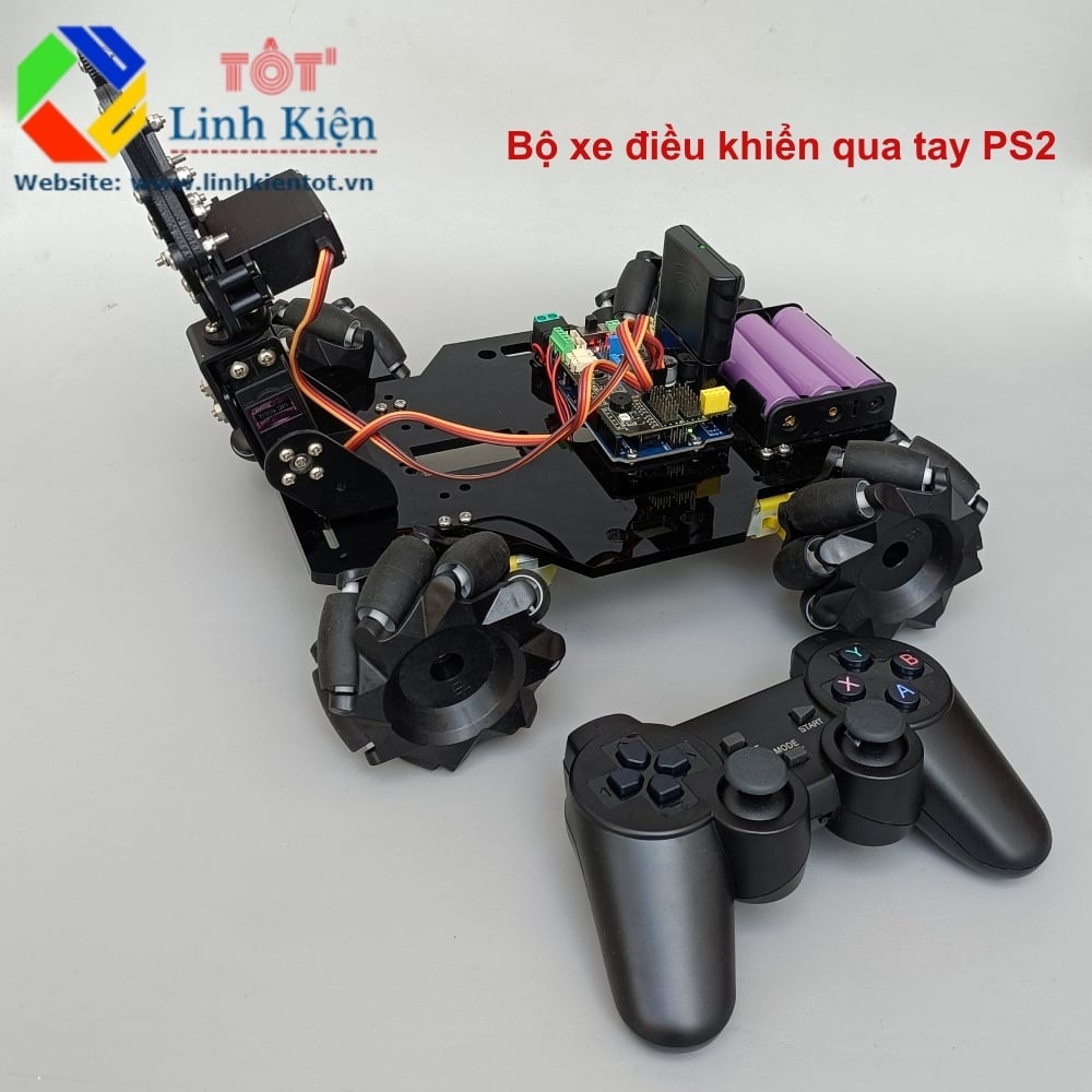 Ảnh minh họa Arm Mecamum 2DoF PS2/Bluetooth Arduino - Bộ xe mecanum cánh tay 2 bậc PS2/Bluetooth 2