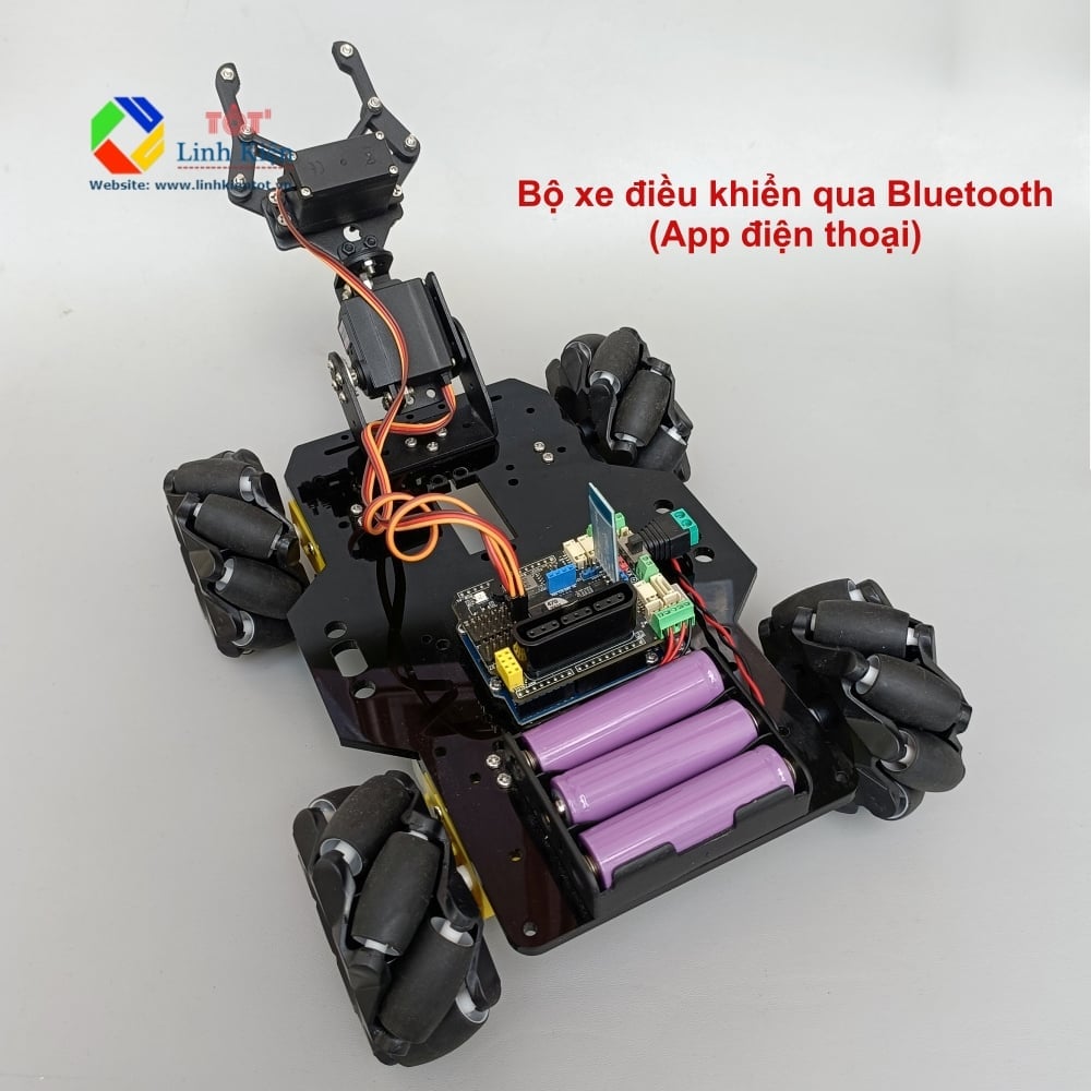 Ảnh minh họa Arm Mecamum 2DoF PS2/Bluetooth Arduino - Bộ xe mecanum cánh tay 2 bậc PS2/Bluetooth 3