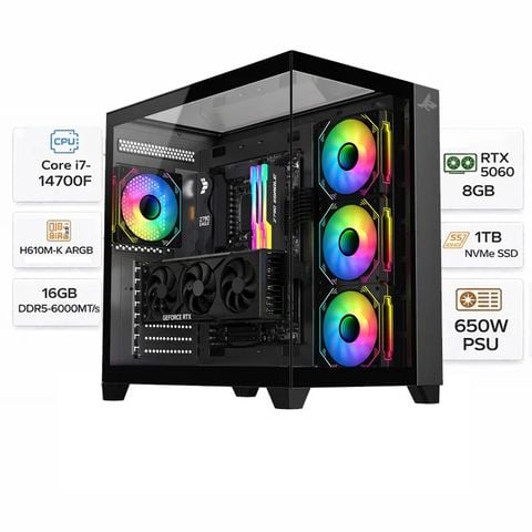 PC Gaming tùy chỉnh Intel Core i7-14700F, RTX 5060 8GB, 16GB RAM DDR5
