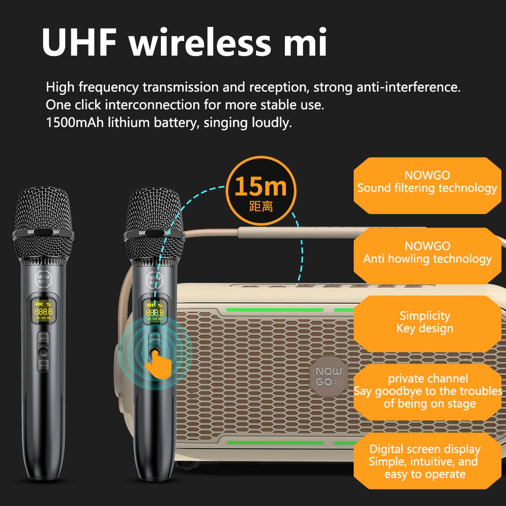 Ảnh minh họa Loa Bluetooth di động hỗ trợ Karaoke NowGo C1 Bluetooth Speaker Green (With 1 Microphone support Karaoke) 3
