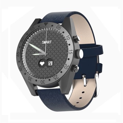 Đồng hồ thạch anh thông minh OLED T4M Leather Strap Blue – Màn hình 0.49 inch, chống nước 30m, hỗ trợ đo nhịp tim & huyết áp