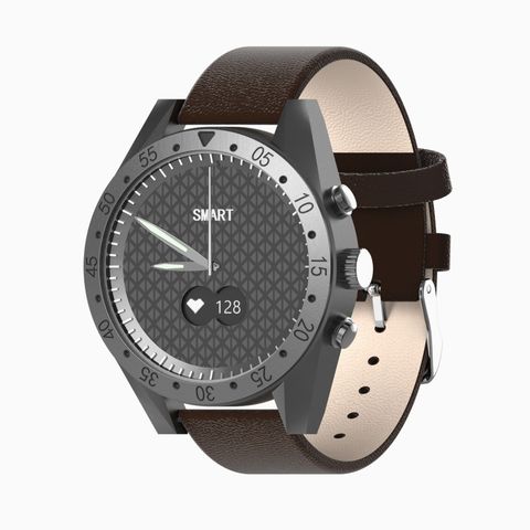Đồng hồ thạch anh thông minh OLED T4M Leather Strap Brown – Màn hình 0.49 inch, chống nước 30m, hỗ trợ đo nhịp tim & huyết áp
