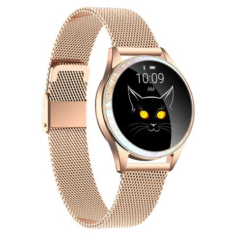 Đồng hồ thông minh KW20 Leather Steel Strap Gold – Màn hình 1,04 inch, IP68, cho nữ