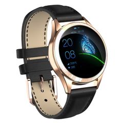  Đồng hồ thông minh KW20 Leather Strap Gold Black – Màn hình 1,04 inch, IP68, cho nữ 