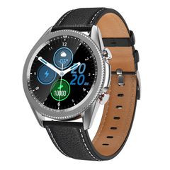  M98 Leather Strap Silver – Đồng hồ Bluetooth 1.28 inch, phong cách tinh tế 